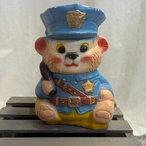 Vintage Police Officer Bear Bank from the 1980's or earlier